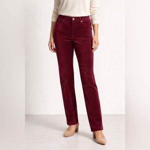 Soft Surroundings Burgundy Velvet Straight Leg Pants Size 10 NWT